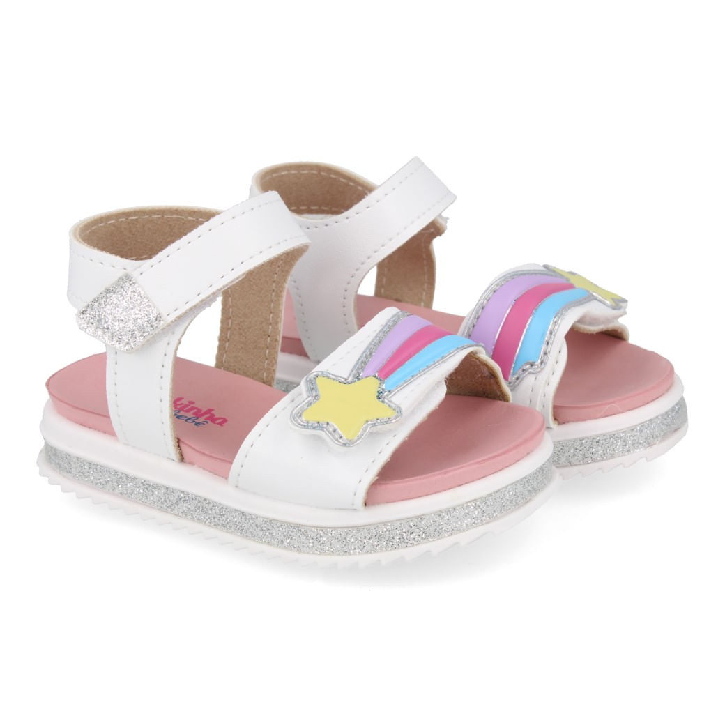Molekinha Sandalia 2724-122-28656-17159 Branco-Prata Sint_6__